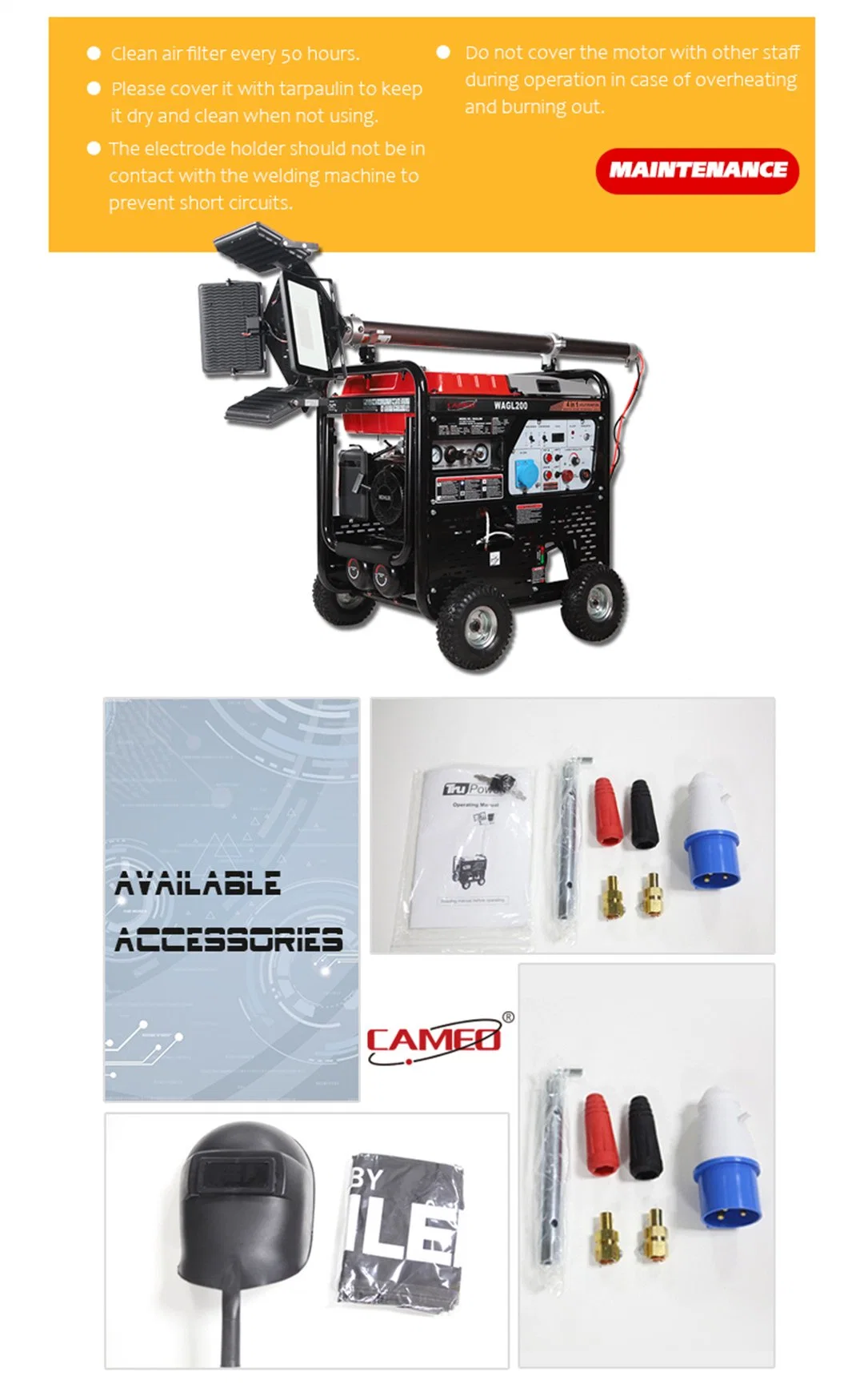 5kw 5kVA 4 in 1 Lighting Tower Portable Welding Generator 180 AMP Welder Welding Machine